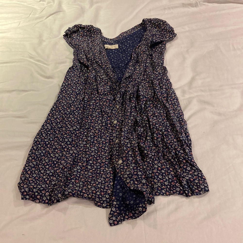 Demin and Supply Ralph Lauren Flowery Navy Blue Maxi Dress (Size L)